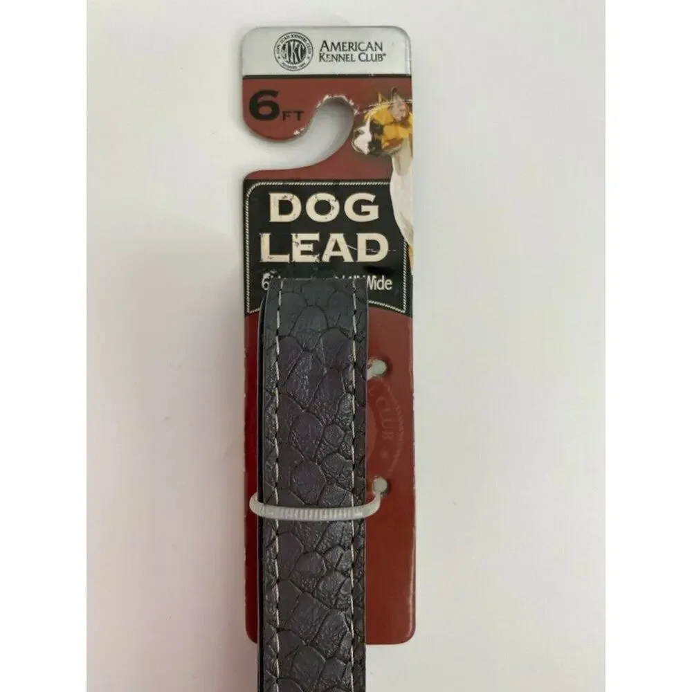 American Kennel Club Gray Pleather Dog Lead Leash 6 Feet Long NEW Puppy Gift